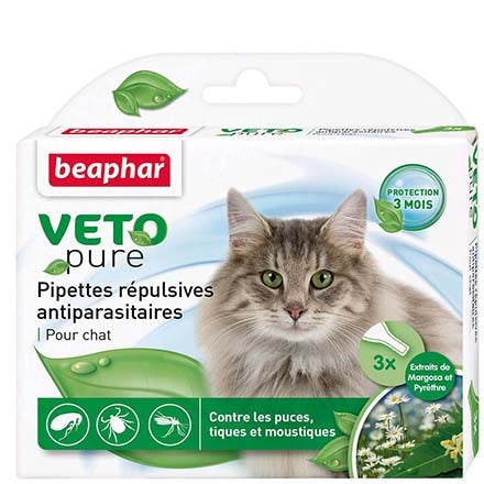 Pipettes répulsives antiparasitaires chat adulte